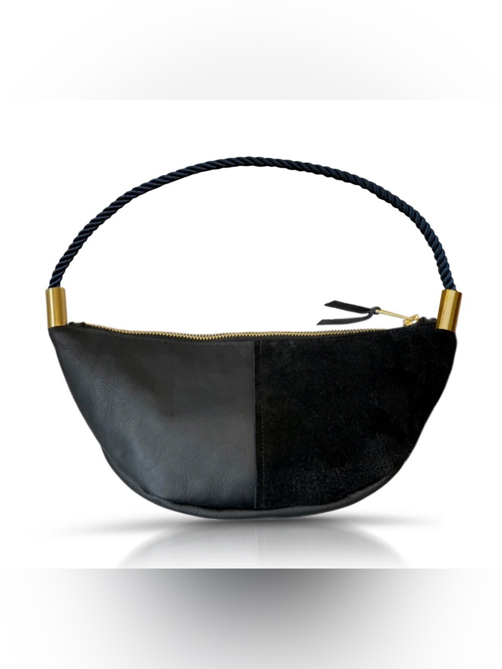 Wildwood Oyster Sling with Seaweed Tassel Black Leather & Suede + Dustbag - Picture 2 of 15